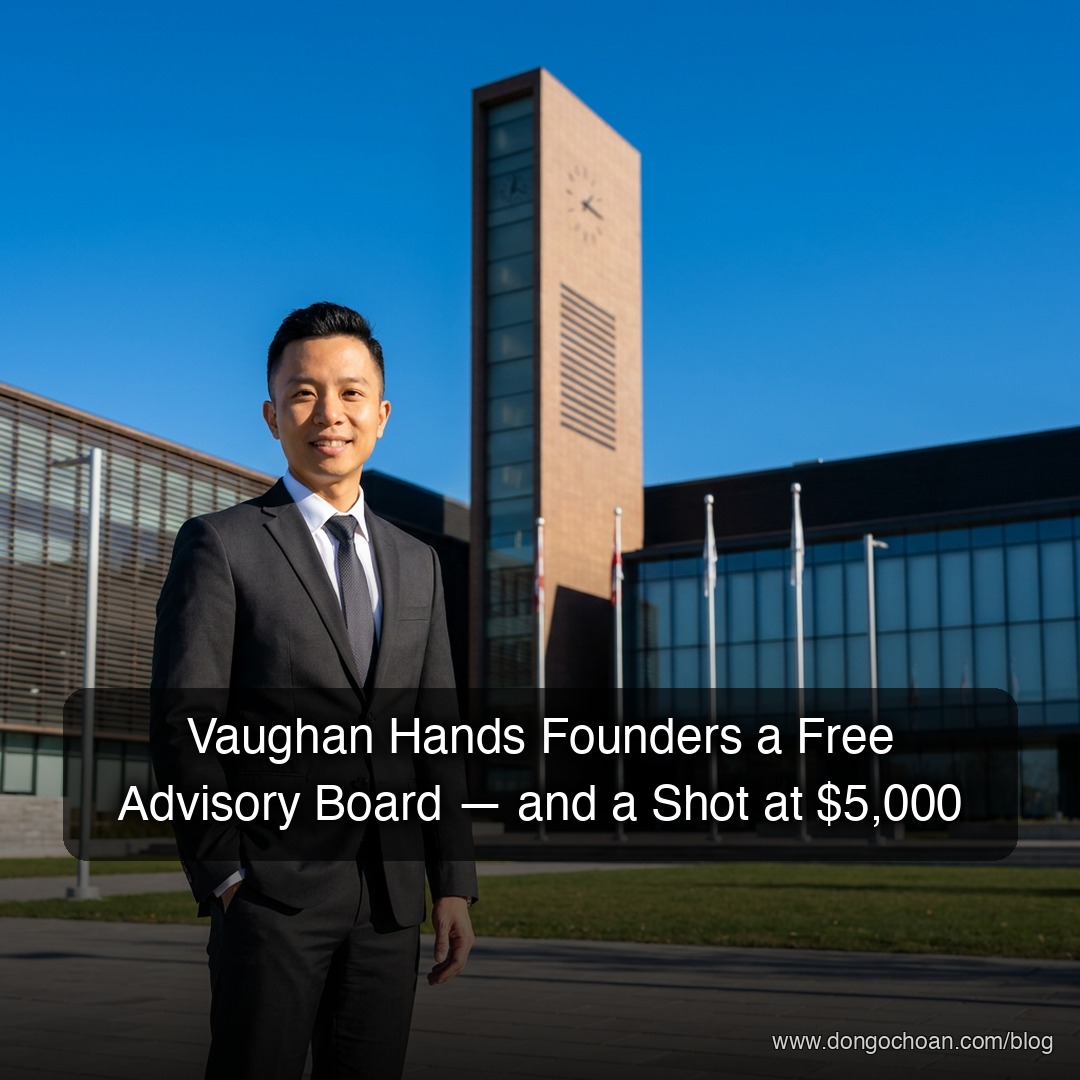 Vaughan có sẵn một hội đồng tư vấn miễn phí cho founder — kèm grant $5,000